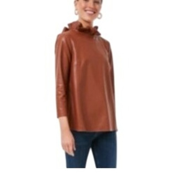 Tuckernuck Faye Blouse in Cognac Faux Leather Blouse XXXL = 18 US - Picture 2 of 10